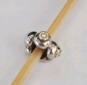 Genuine Pandora Diamond Gold And Silver Spacer Bead, 3 Diamonds